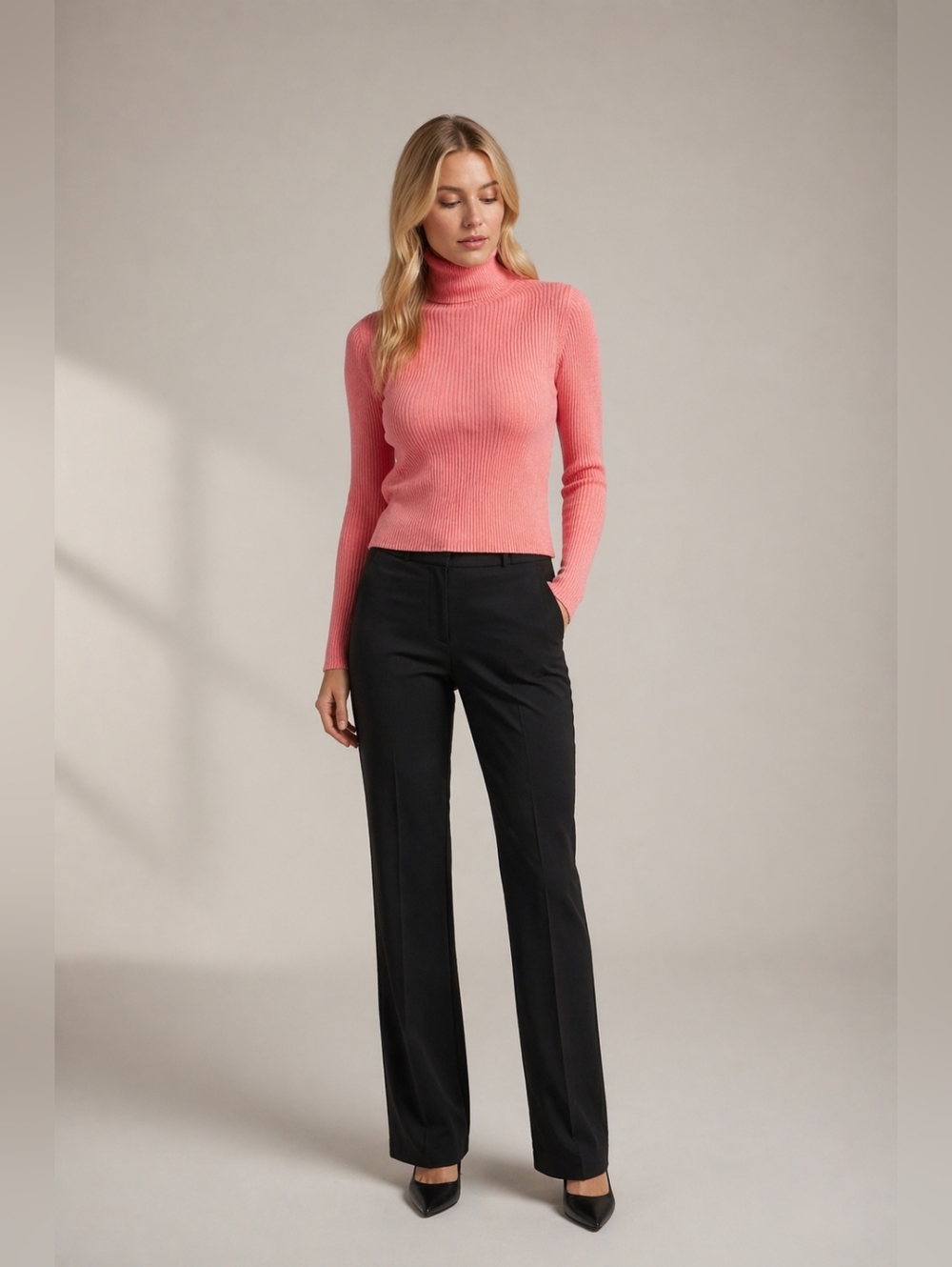 NWOT A.L.C Size M Pink Ribbed Wool Blend Turtleneck Sweater